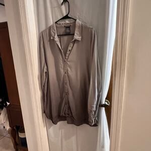 Chelsea and Theodore gray dip dye ombré chambray button up top size xxl